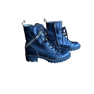Dkode Soul Rockstud‎ leather combat Ankle boots Women's Size 36 Black Stud